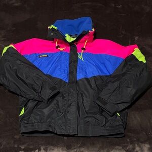 Columbia WIZBANG Vintage 90's Neon ski jacket with fleece jacket